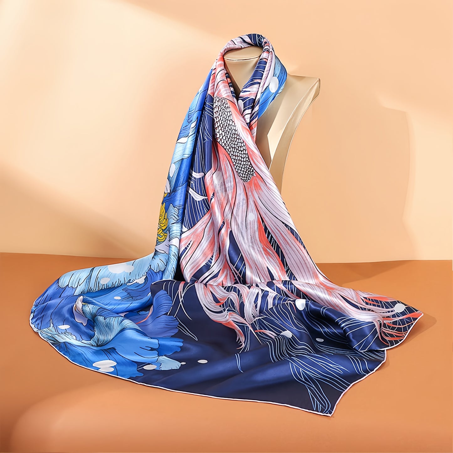 BCHICU Blue 110cm*110cm A Large Square 100% Silk Scarves Fashion and Commuting