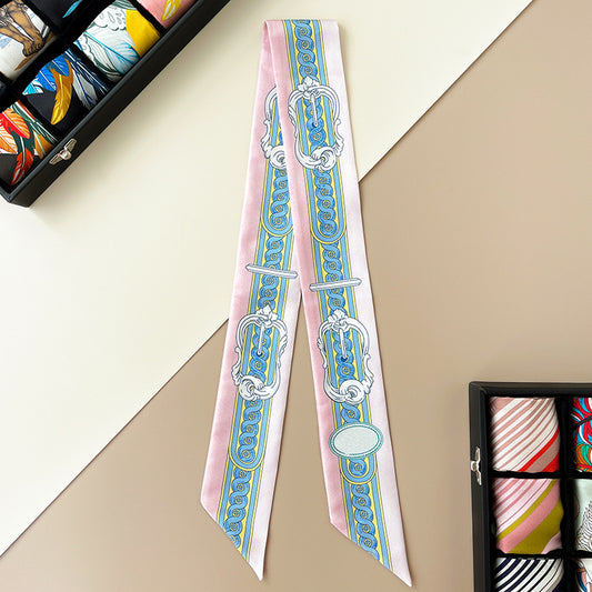 BCHICU Twilly 18mm High Quality Powder Blue Court Harness 86cm*5cm 100% Silk (Mulberry Silk) Hair Bands&Bags Ribbons&Neckband